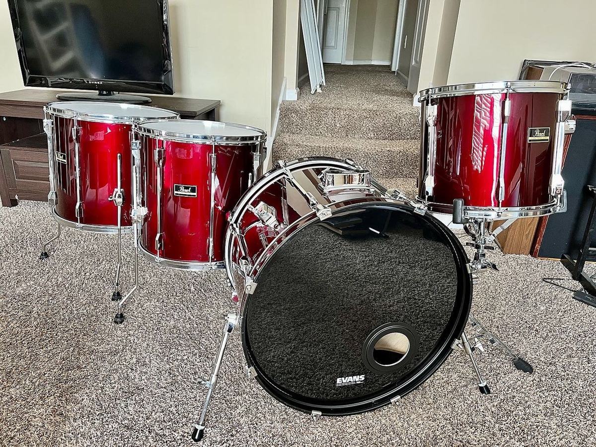 1990s Pearl Export kit in wine red after, set up with a new black front head